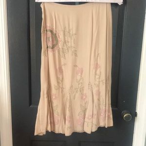 Beaded Anthropologie skirt in Blush & sage